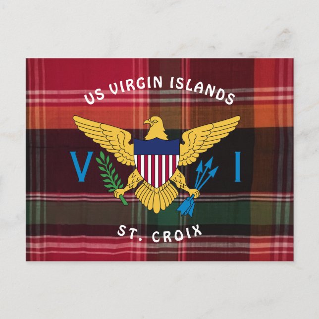 Red Green Madras Virgin Islands Flag Personalize Postcard (Front)