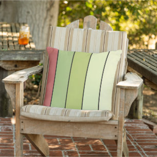 Red Green Melon Color Stripes On Watercolor Paper Outdoor Pillow