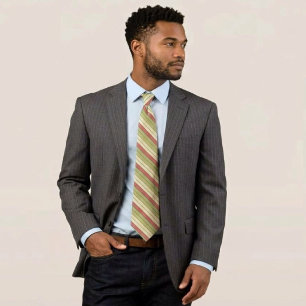 Red Green Melon Colour Stripes On Watercolor Paper Tie
