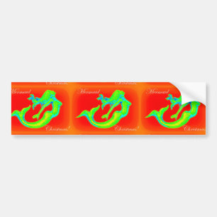 red/green mermaid Christmas bumper sticker