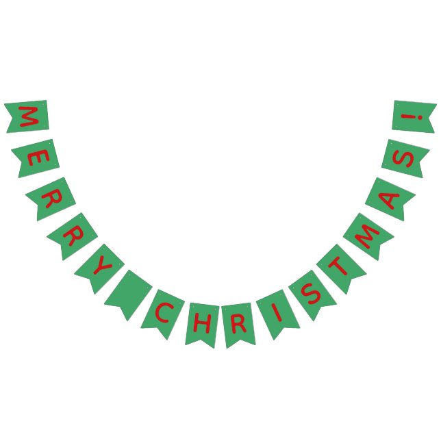 Red & Green Merry Christmas Bunting Flags (All)