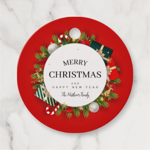 Red Green Merry Christmas Family  Favour Tags