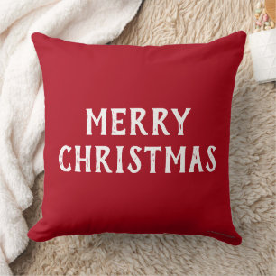 Red Green Merry Christmas Joy to the World Throw Pillow
