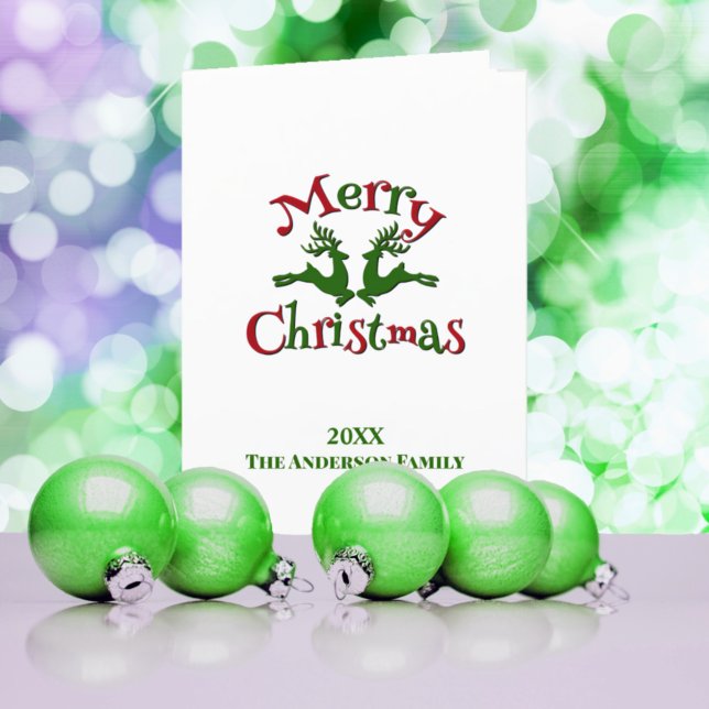 Red Green Merry Christmas Reindeer Holiday Card (Creator Uploaded)
