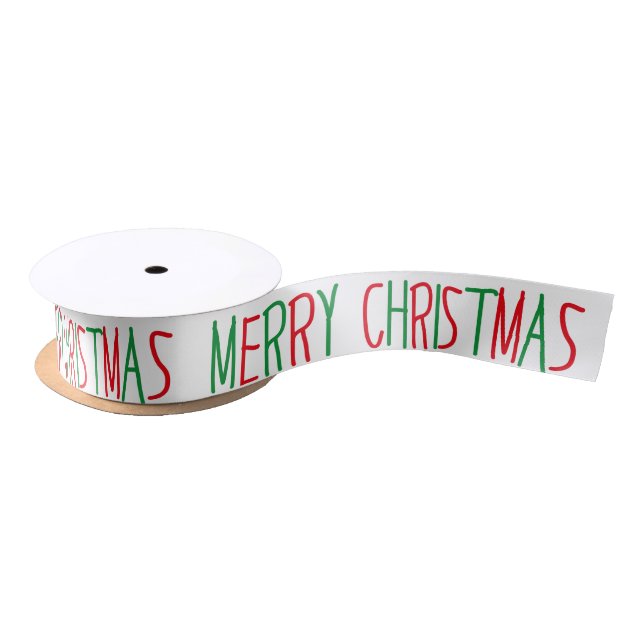 red green merry christmas satin ribbon (Spool)