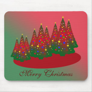 Red Green Merry Christmas Tree Mouse Pad