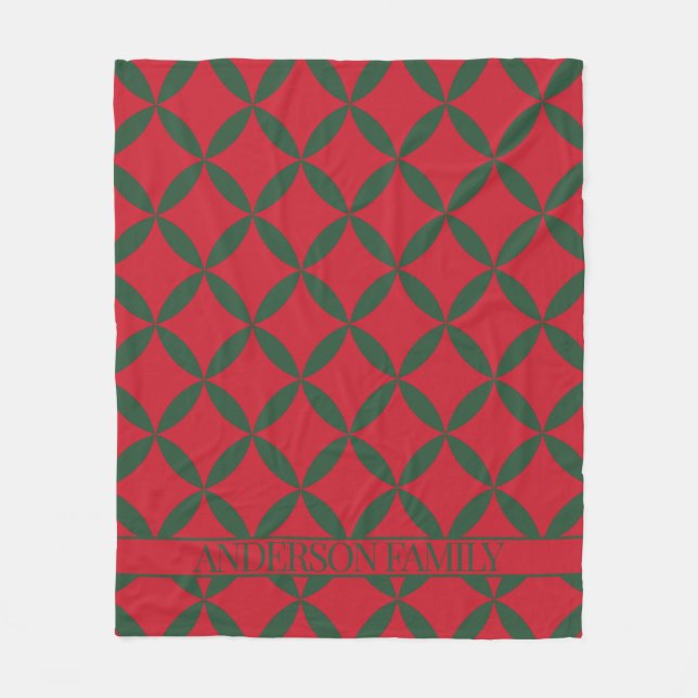 Red Green Mid Century Modern Holiday Fleece Blanket (Front)