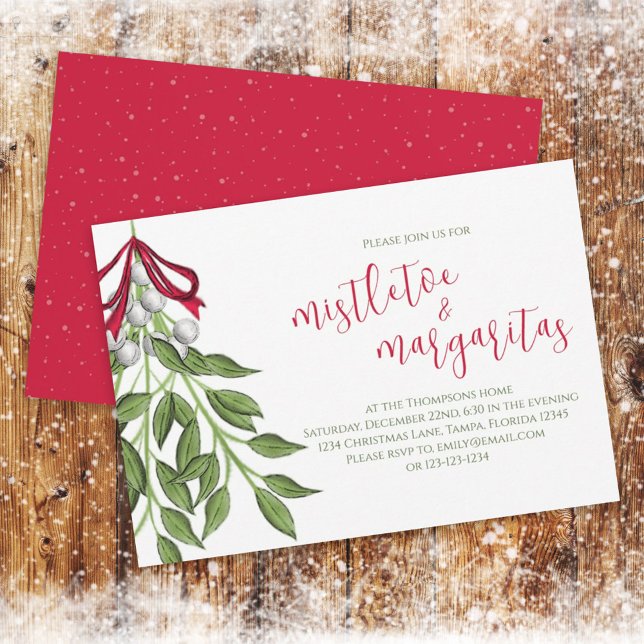 Red Green Mistletoe Christmas Party Custom Invitation (Creator Uploaded)