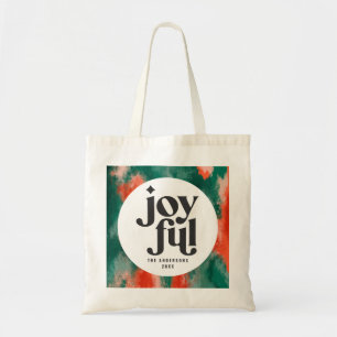 Red + green modern abstract joyful holiday tote bag
