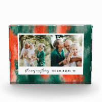 Red + green modern abstract painted photo holiday