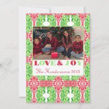 Red & Green Mosaic Photo Flat Card
