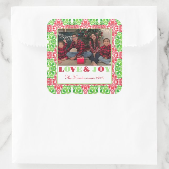 Red & Green Mosaic Photo Square Sticker (Bag)