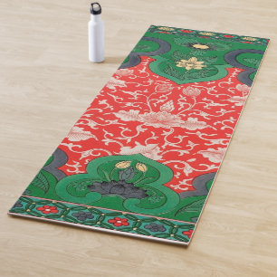 Red & Green Mystic Lotus Chinoiserie Yoga Mat