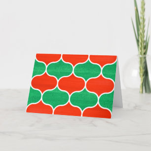 Red Green Ogee Pattern Christmas Holiday Card