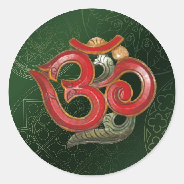 red green om aum yoga meditation hindu sticker (Front)