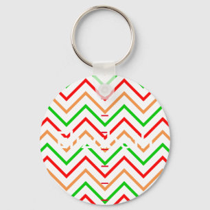 Red Green Orange Chevron Personalized Name Keychain