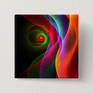 Red Green Orange Modern Abstract Art Pattern #22 2 Inch Square Button