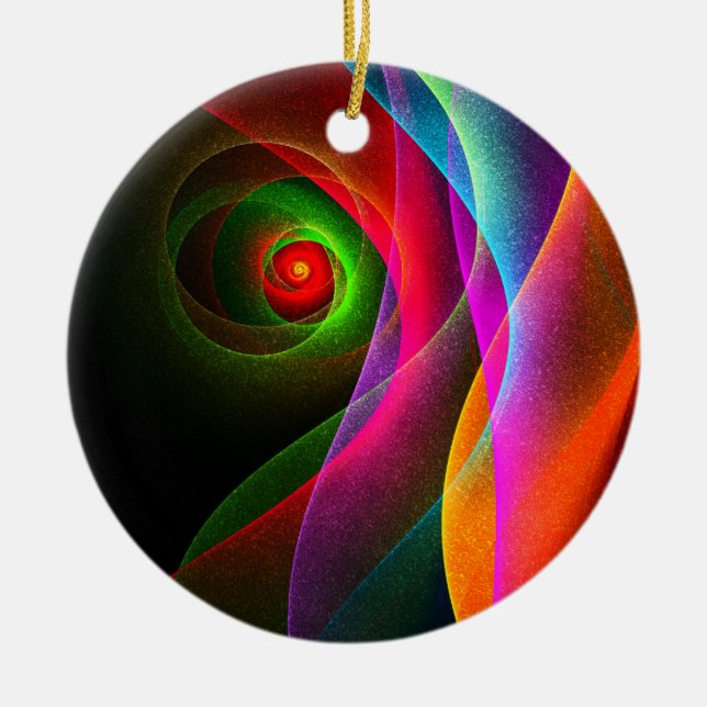 Red Green Orange Modern Abstract Art Pattern #22 Ceramic Ornament (Front)