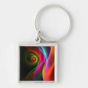 Red Green Orange Modern Abstract Art Pattern #22 Keychain