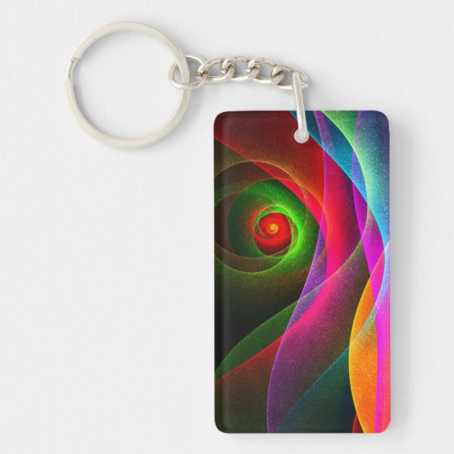Red Green Orange Modern Abstract Art Pattern #22 Keychain (Front)
