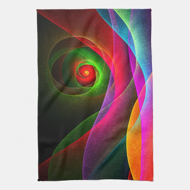Red Green Orange Modern Abstract Art Pattern #22 Kitchen Towel (Vertical)