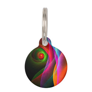 Red Green Orange Modern Abstract Art Pattern #22 Pet Tag