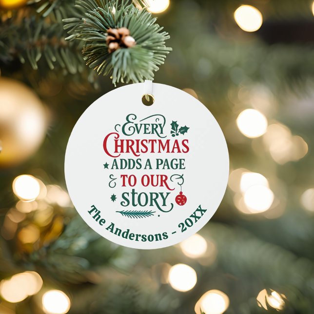 Red green our story typography Christmas Metal Ornament (Creator Uploaded)