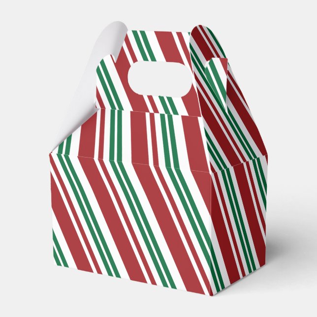 Red & Green Peppermint Stripe Favor Box (Front Side)