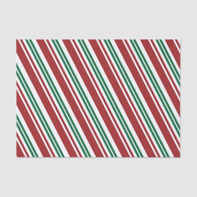 Red & Green Peppermint Stripe Tissue Paper (Front)
