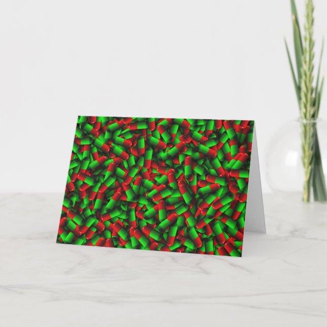 red green pills drugs holiday card (Front)