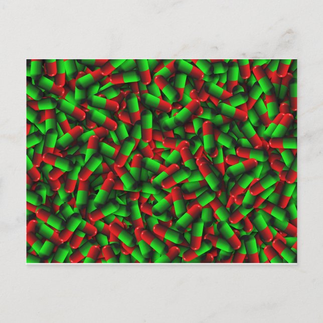 red green pills drugs postcard (Front)