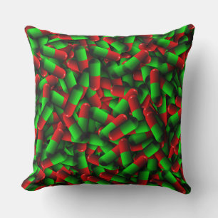 red green pills drugs throw pillow