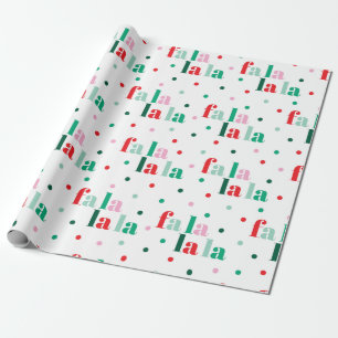 Red Green Pink Fa La La La Christmas Wrapping Pape Paper