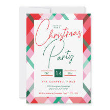 Red Green Pink Plaid Christmas Party