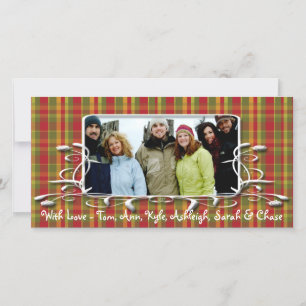 Red Green Plaid Antique Frame Holiday Family Photo