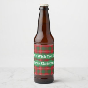Red & Green Plaid Beer Bottle Label