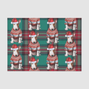 Red Green Plaid Bull Terrier Dog Holiday Tissue Paper