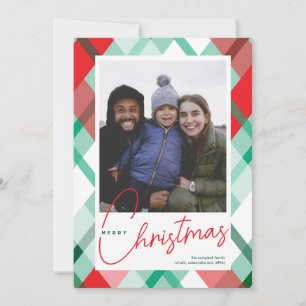 Red Green Plaid Christmas Photo Card