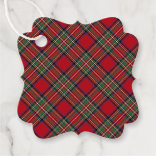 Red Green Plaid Classic Stewart Tartan Favour Tags