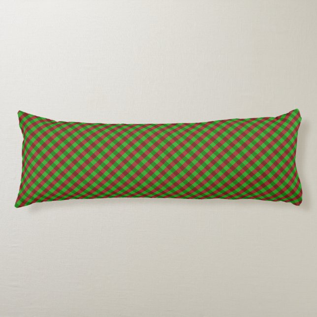 Red & Green Plaid Glitter Body Pillow (Front)