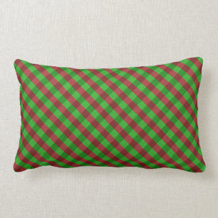 Red & Green Plaid Glitter Lumbar Pillow