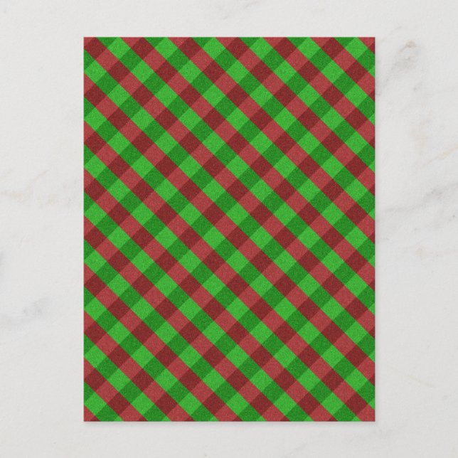 Red & Green Plaid Glitter Postcard (Front)