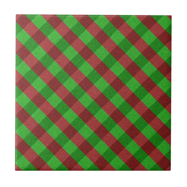 Red & Green Plaid Glitter Tile (Front)