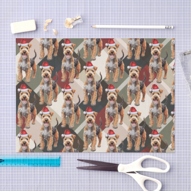 Red Green Plaid Lakeland Terrier Christmas Holiday Tissue Paper (Craft)