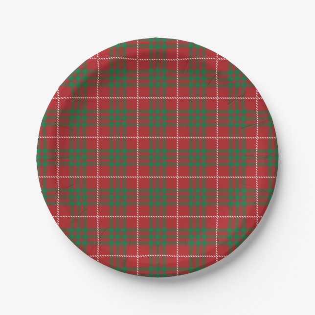 Red & Green Plaid Paper Plate (Front)