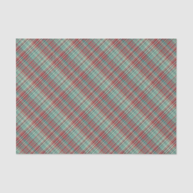 Red Green Plaid Pattern Tissue Paper (Front)