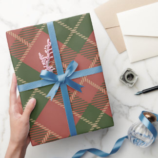 Red Green Plaid Pattern Wrapping Paper