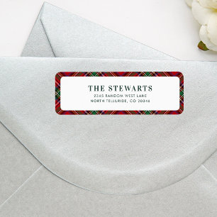 Red Green Plaid Stewart Tartan Adresse de retour