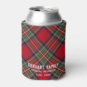 Red Green Plaid Stewart Tartan Can Cooler
