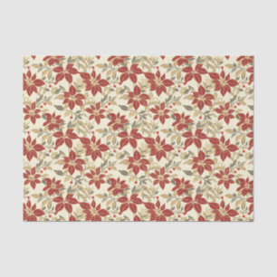 Red Green Poinsettias Vintage Christmas Tissue Paper